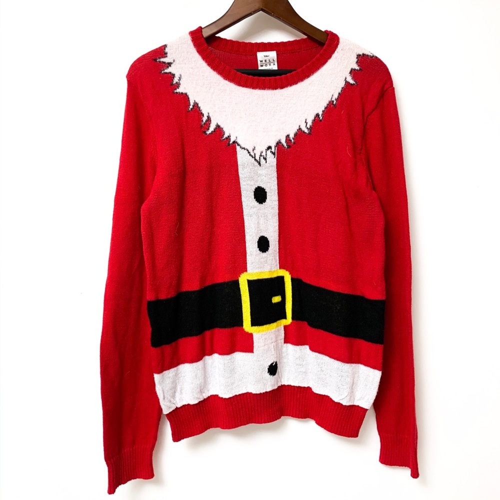 Ugly Christmas Sweater Santa Suit Crew Neck